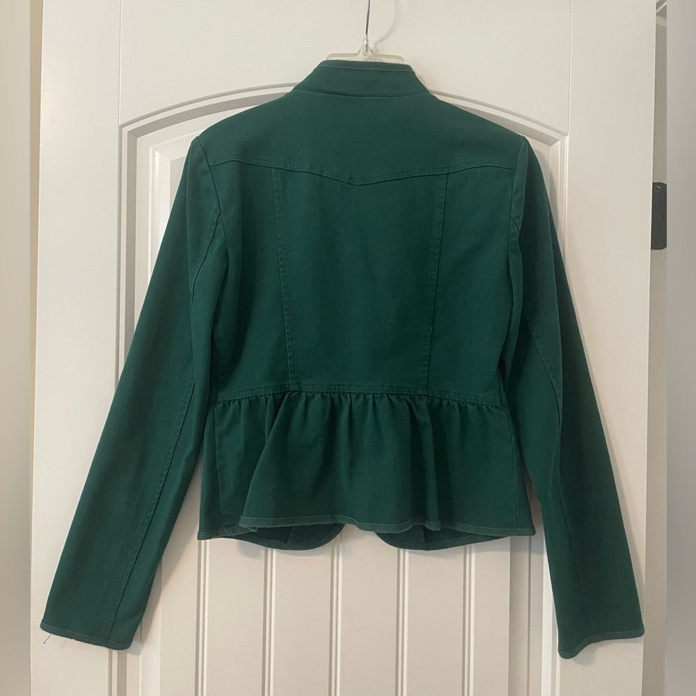 Loft Xs Green Button Front Jacket - image 2